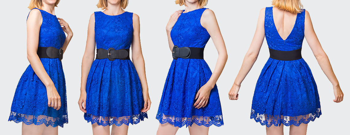 Zdjęcia niebieskiej sukienki typu lookbook bez wizerunku modelki